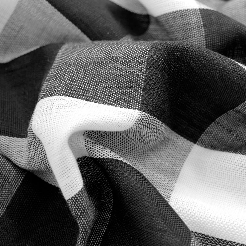 Jubilantex Black White Buffalo Check Semi Sheer Curtain Panels Gingham Plaid Textured Curtains Drapery,Farmhouse Grommet Window Drapes for Living Room Bedroom Kids Room,2 Panels,40"x54" - Image 4