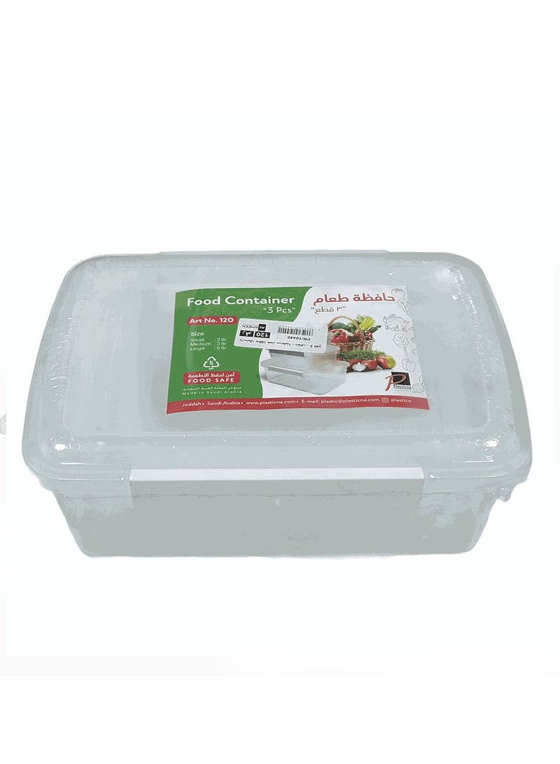 بلاستيكنا حافظات طعام مع أغطية بقفل 3 قطع - Image 2