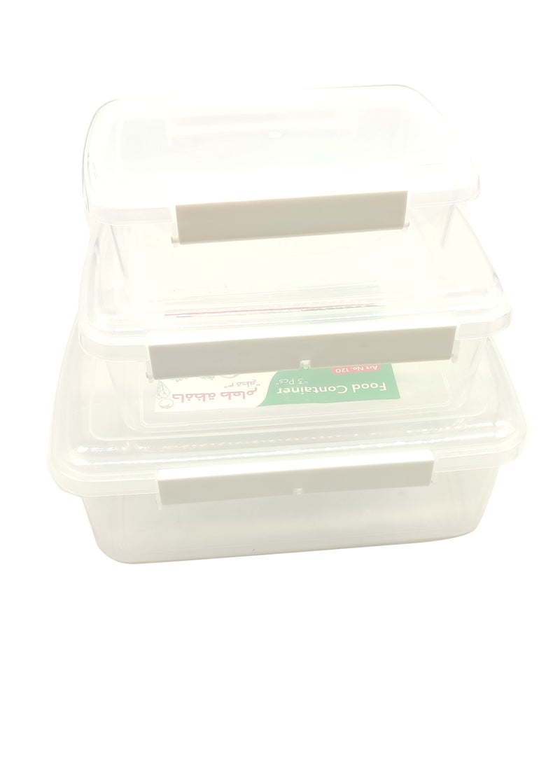 بلاستيكنا حافظات طعام مع أغطية بقفل 3 قطع - Image 3