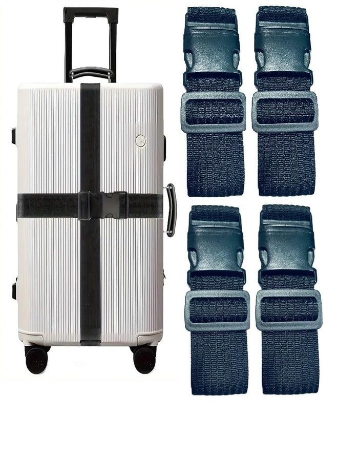 iCONY Black Luggage Belt Suitcase Strap | Heavy Duty Material | Adjustable Travel Belt for Suitcases | Fashion Stripe Design | Protect Your Belongings (4 Pack) - Image 1