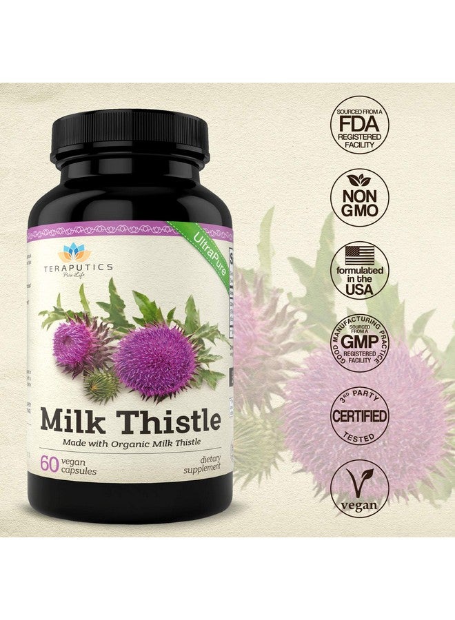 Teraputics Organic Milk Thistle ; Non Gmo 2000Mg 4X Concentrated Vegan Daily Supplement W/ Silymarin Seed Extract For Liver Support Detox And Cleanse 60 Veggie Capsules - Image 4