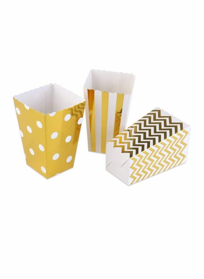 24pcs Popcorn Boxes Holders Containers Cardboard Candy Container Snack Paper Bags for Movie Theater Dessert Tables Wedding Favors (Gold)  - Image 3