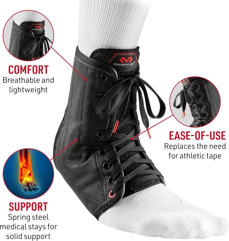 McDavid Lace-Up Ankle Brace for Ankle Support and Sprains - Ideal for Volleyball and Basketball - Unisex - Image 2