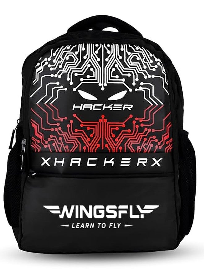 WINGSFLY حقيبة ظهر مطبوعة من WINGSFLY بتصميم نصف قمر مع جيوب متعددة، وجيب أمامي سهل الوصول، وحامل زجاجة جانبي، وأحزمة كتف قابلة للتعديل، وقماش متين [أسود] - Image 1