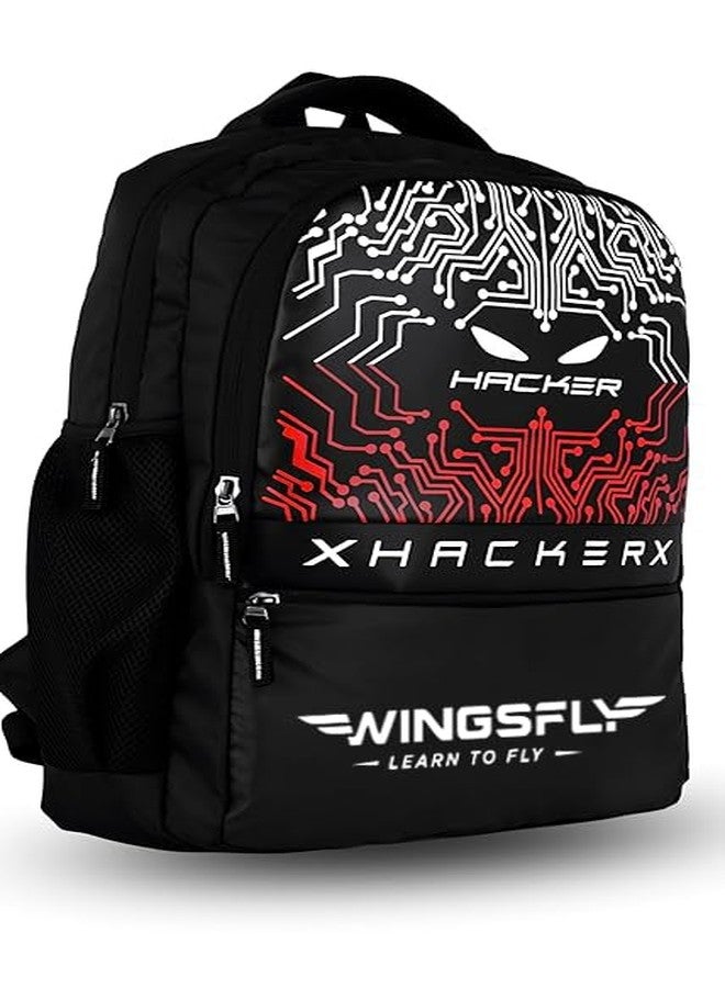 WINGSFLY حقيبة ظهر مطبوعة من WINGSFLY بتصميم نصف قمر مع جيوب متعددة، وجيب أمامي سهل الوصول، وحامل زجاجة جانبي، وأحزمة كتف قابلة للتعديل، وقماش متين [أسود] - Image 2