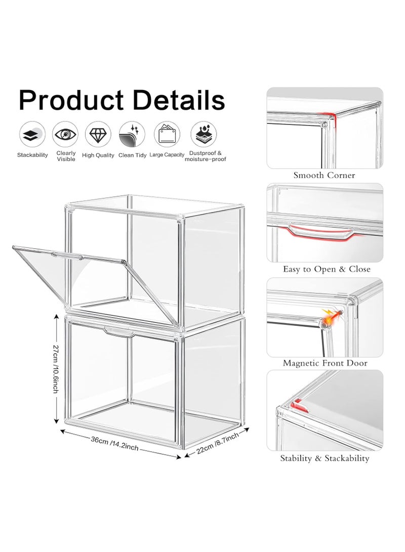 Hihonor 4 Packs Clear Plastic Handbag Storage Organizer for Closet, Acrylic Display Box for Handbag, Stackable Storage Boxes Bag Organizer with Magnetic Door for Purse Clutch Wallet Book Toys - Image 2