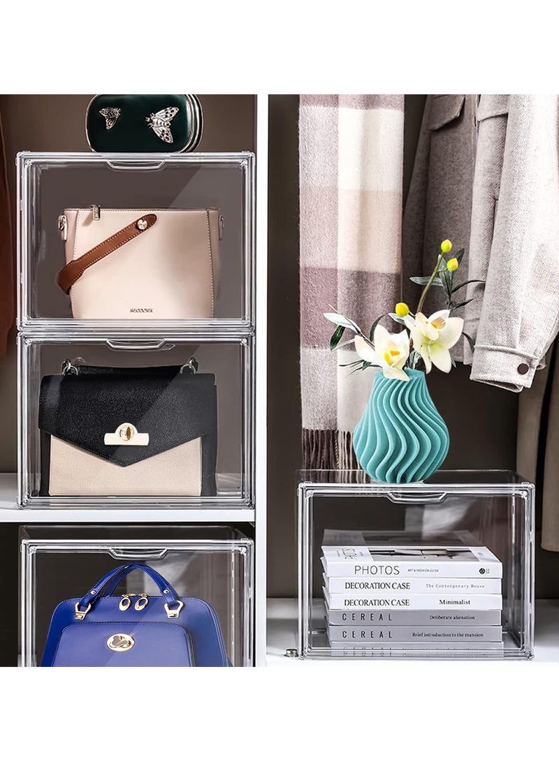 Hihonor 4 Packs Clear Plastic Handbag Storage Organizer for Closet, Acrylic Display Box for Handbag, Stackable Storage Boxes Bag Organizer with Magnetic Door for Purse Clutch Wallet Book Toys - Image 5