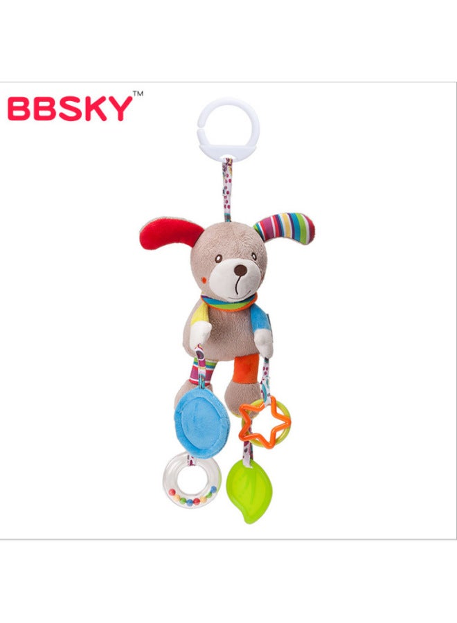 BBSKY Baby Toys Cute Cartoon Animal Baby Plush Doll Toy Car Hanging Bed Hanging Wind Chime-Specification:Puppy Multifunctional Pendant - Image 1