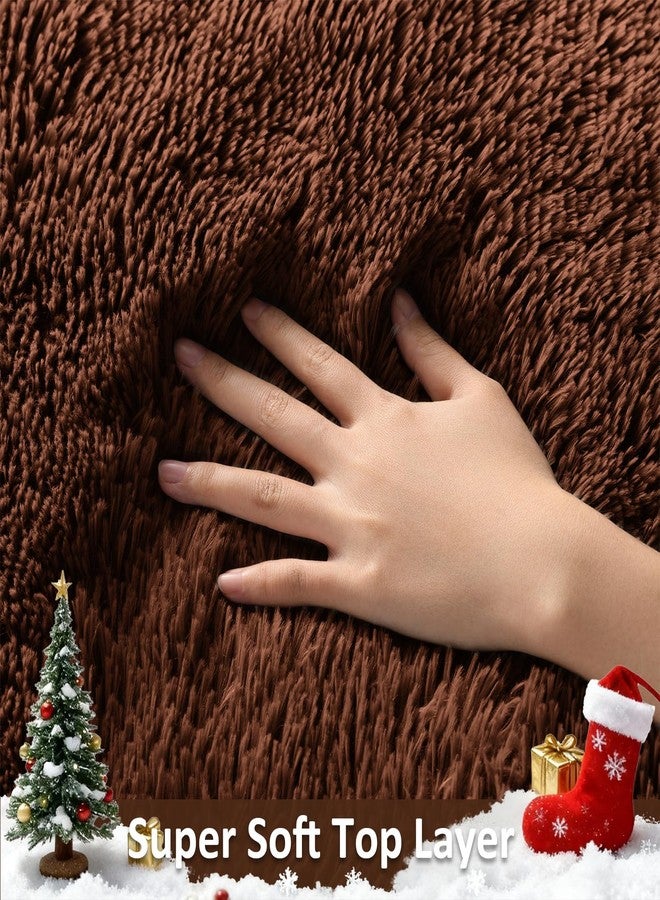 Ophanie Brown Rugs for Bedroom Living Room, Fluffy Fuzzy Furry Carpet, Plush Soft Shaggy Bedside Indoor Floor 4x6 Area Rug for Kids Girls Boys Baby Teen Dorm Nursery Home Decor Aesthetic - Image 2