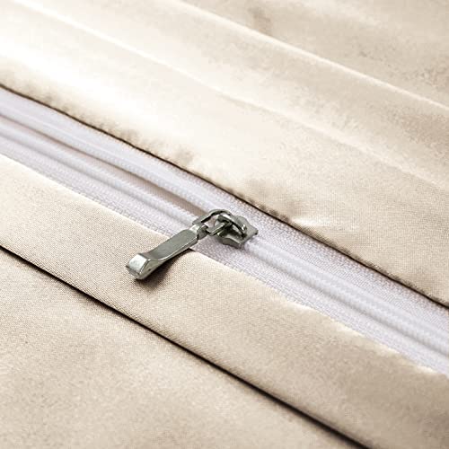 Ersmak 6 Pieces Satin Duvet Cover California King Luxury Silky Bedding Duvet Cover Set with 1 Soft Duvet Cover, 4 King Pillowcases and 1 Body Pillowcase, Beige - Image 5