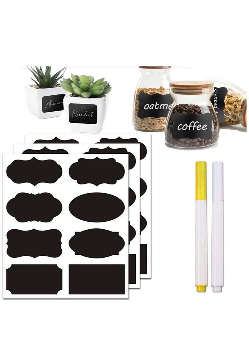 Chalkboard Labels Bulk, Mini Chalk - Black stickers for Food Storage Classification, Adhesive Blackboard Label, to Decorate Your Party Office Jars and Bottles 80PCS - Image 1