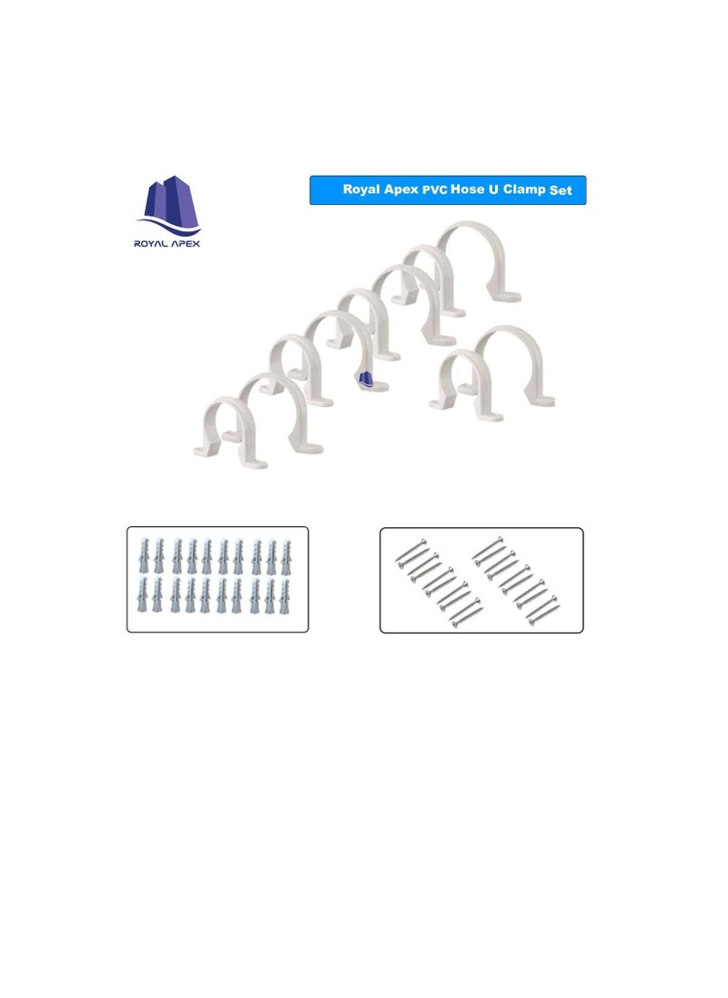 PVC PVC White U Clamps Fastener Hanger Pipe Clamps Clip with Screw for Conduit Pipe Fixing Bracket and Support Water Pipe and Gas Pipe 10 Pcs (2.1/2 Inch)  - Image 2