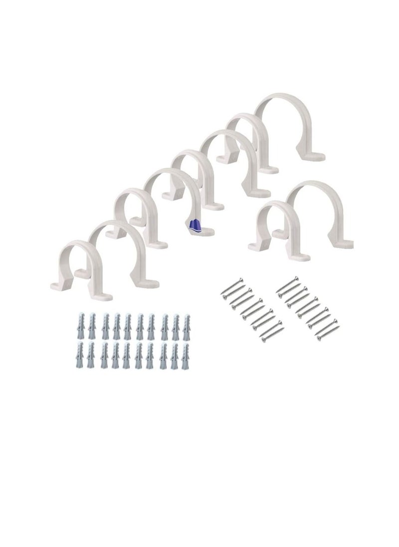 PVC PVC White U Clamps Fastener Hanger Pipe Clamps Clip with Screw for Conduit Pipe Fixing Bracket and Support Water Pipe and Gas Pipe 10 Pcs (2.1/2 Inch)  - Image 1