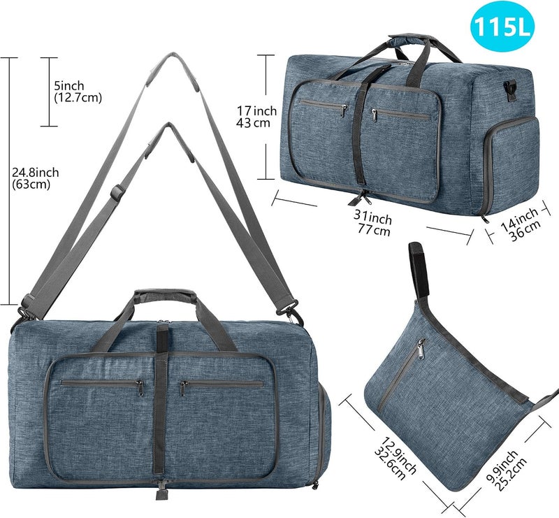 Vomgomfom Travel Duffle Bag for Men, 65L Foldable Travel Duffel Bag with Shoes Compartment Overnight Bag for Men Women Waterproof & Tear Resistant - Image 2