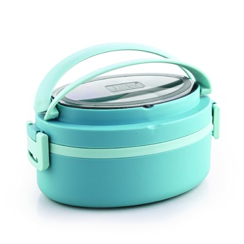 Ganesh 1 Compartment Vega Portable Insulated Food Container with Attractive Spoon - Airtight Leak-Proof Lunch Box for Office, School, Picnic - 400ml Green - Image 1