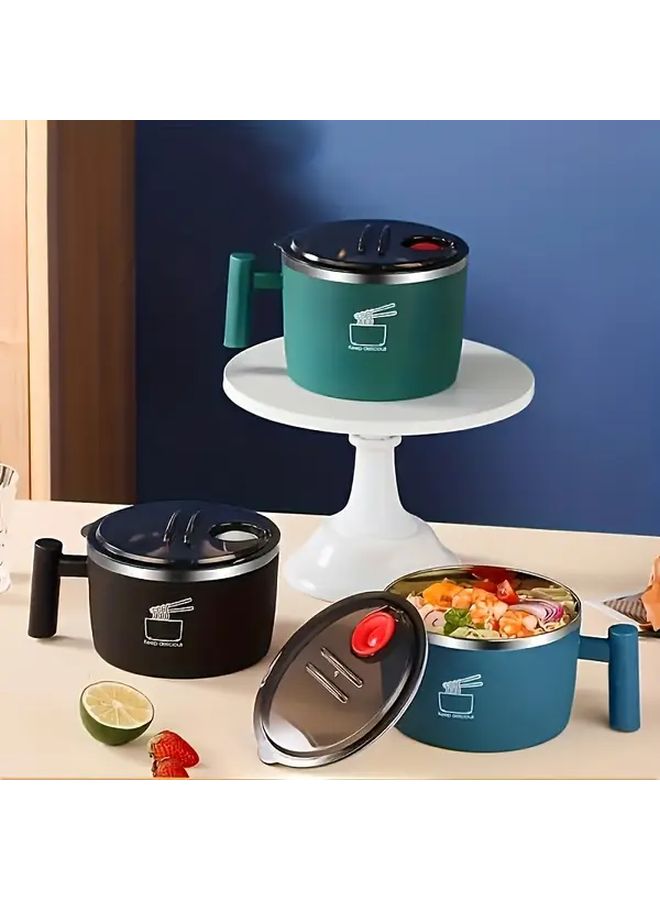 Green Stainless Steel Insulated Lunch Bowl With Seal Lid And Handle Large Capacity Thermal Container Stackable Design Dishwasher Safe For Hot Cold Foods Camping Picnics Travel Office School - Image 2