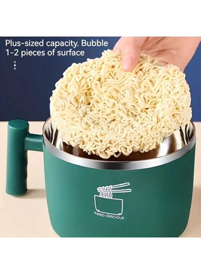 Green Stainless Steel Insulated Lunch Bowl With Seal Lid And Handle Large Capacity Thermal Container Stackable Design Dishwasher Safe For Hot Cold Foods Camping Picnics Travel Office School - Image 5