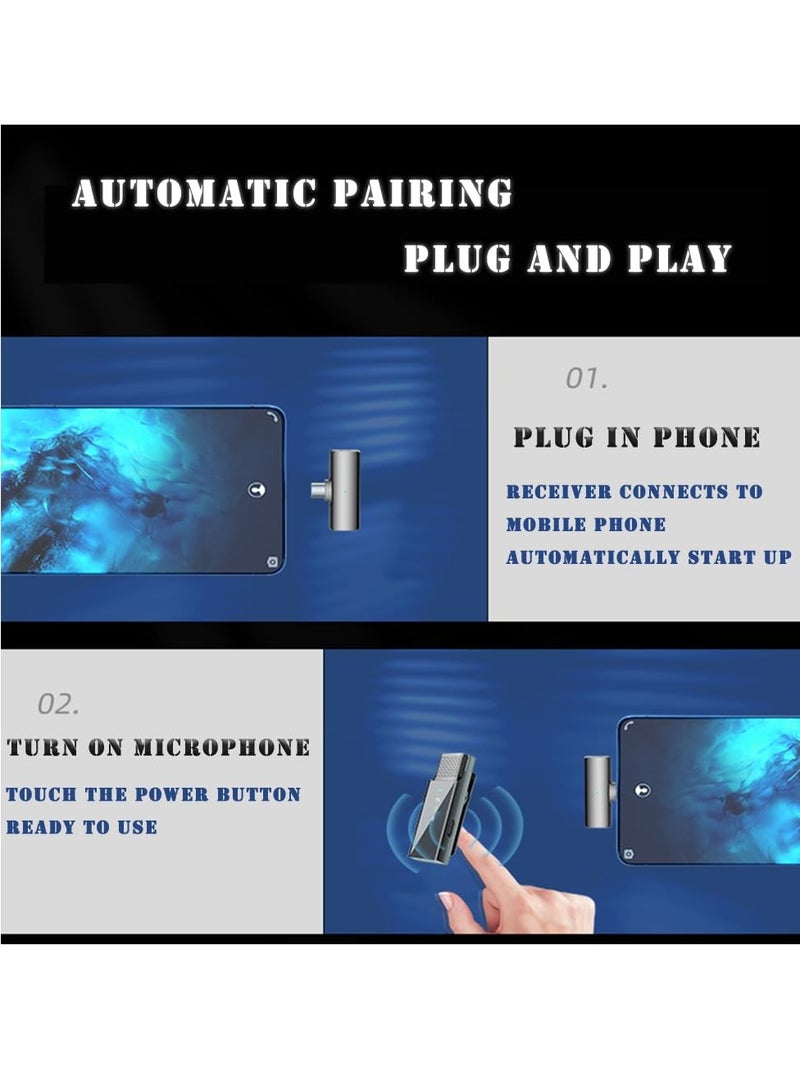 Wireless Microphone for Android and iPhone S18 Wireless Microphone Mini Microphone Comes with 2 Mini Microphones for YouTube, Facebook and TikTok (for iPhone and Android)