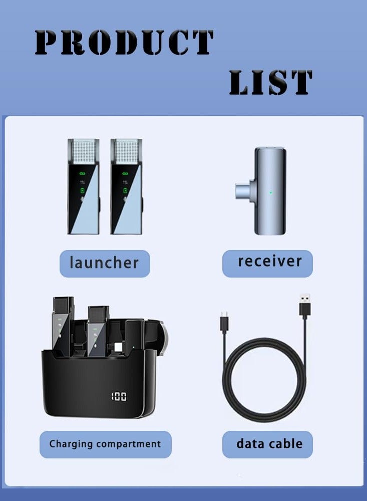 Wireless Microphone for Android and iPhone S18 Wireless Microphone Mini Microphone Comes with 2 Mini Microphones for YouTube, Facebook and TikTok (for iPhone and Android)