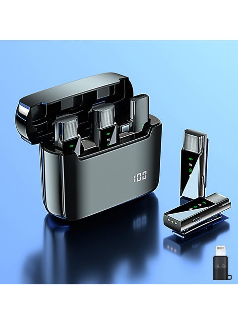 Wireless Microphone for Android and iPhone S18 Wireless Microphone Mini Microphone Comes with 2 Mini Microphones for YouTube, Facebook and TikTok (for iPhone and Android)