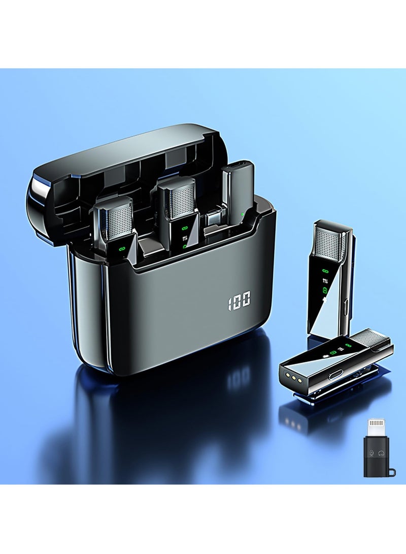 Wireless Microphone for Android and iPhone S18 Wireless Microphone Mini Microphone Comes with 2 Mini Microphones for YouTube, Facebook and TikTok (for iPhone and Android)