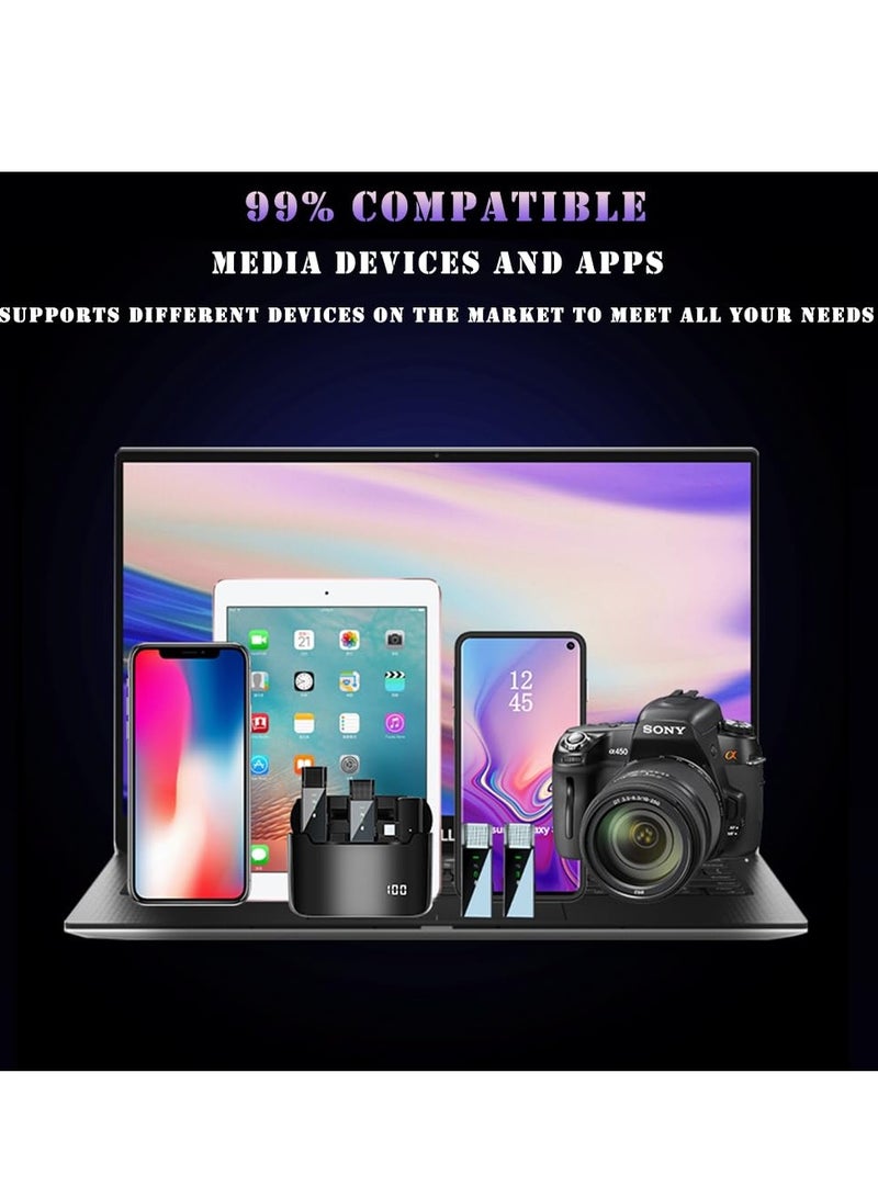 Wireless Microphone for Android and iPhone S18 Wireless Microphone Mini Microphone Comes with 2 Mini Microphones for YouTube, Facebook and TikTok (for iPhone and Android)
