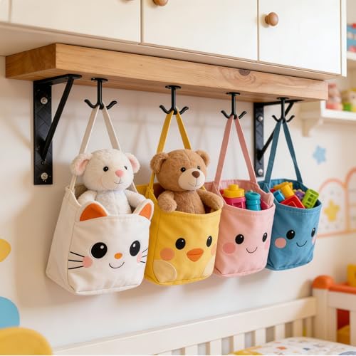 NNNJunhua Zinc Alloy Ceiling Double Hook Cabinet Wardrobe Coat Towel Hat Hook Hooks Under Cabinet Shelf 6 Pieces (Black) - Image 4