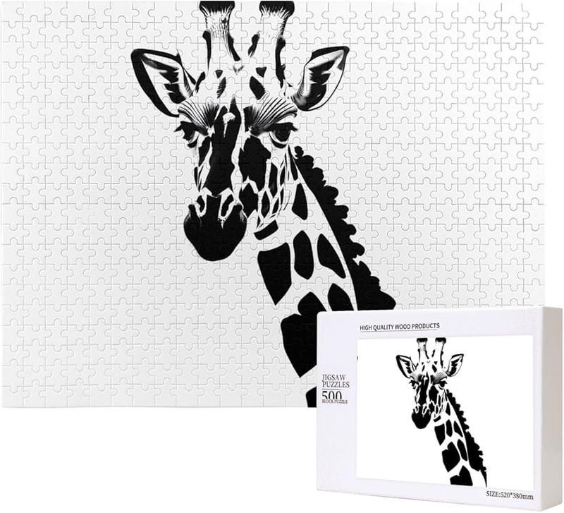 لغز الزرافة بالأبيض والأسود 500 قطعة للكبار ديكور المنزل 20.4 × 15 - Image 2