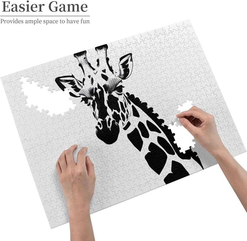 لغز الزرافة بالأبيض والأسود 500 قطعة للكبار ديكور المنزل 20.4 × 15 - Image 4