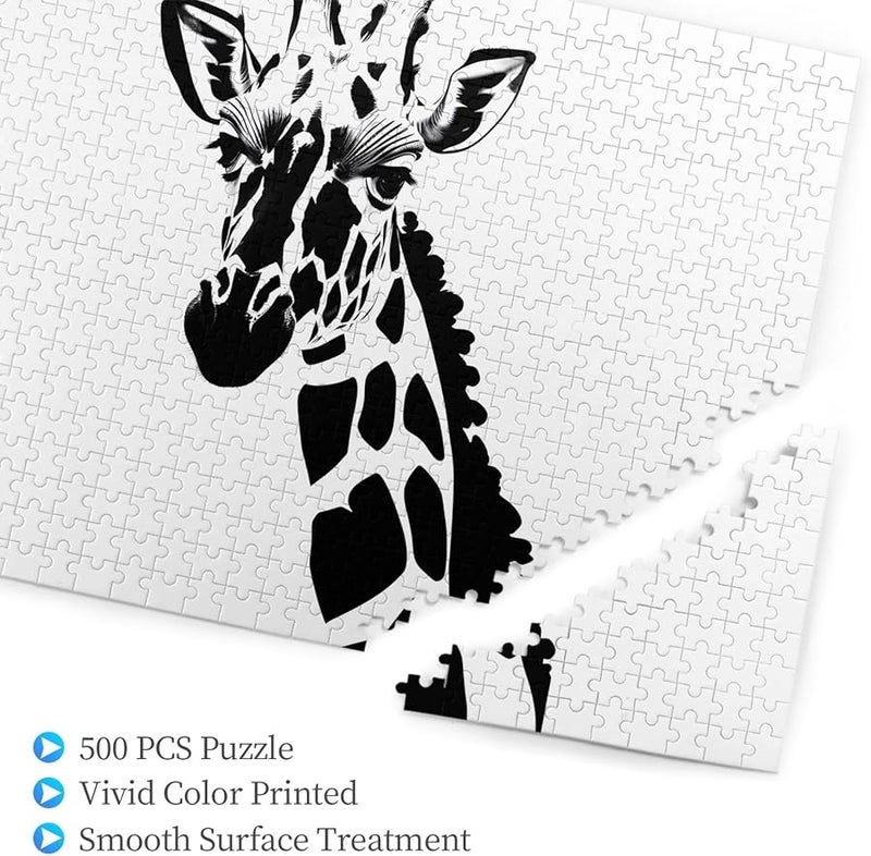 لغز الزرافة بالأبيض والأسود 500 قطعة للكبار ديكور المنزل 20.4 × 15 - Image 3