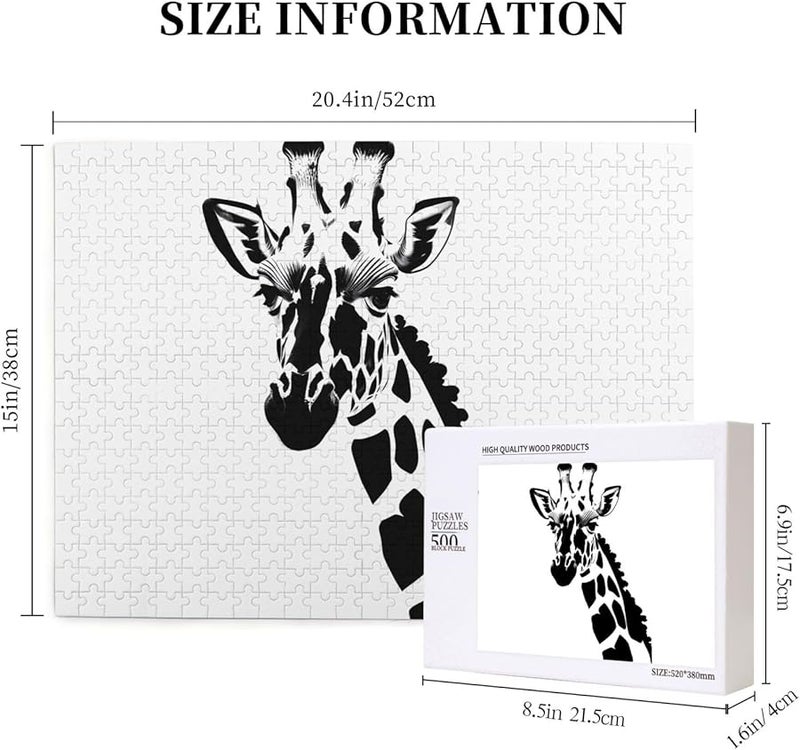 لغز الزرافة بالأبيض والأسود 500 قطعة للكبار ديكور المنزل 20.4 × 15 - Image 5