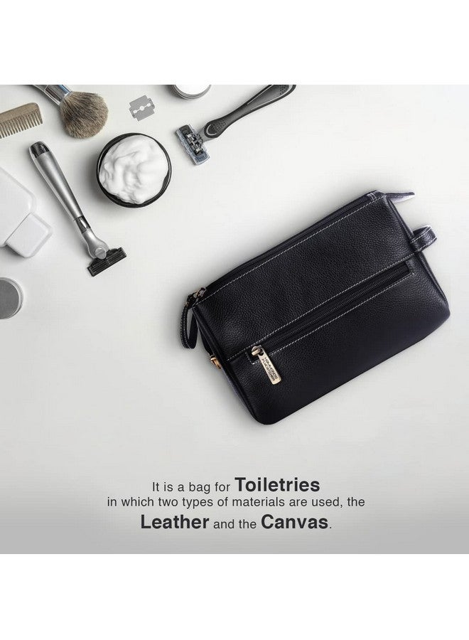 Hammonds Flycatcher Genuine Leather Toiletry Bag for Men and Women - Travel Organizer Pouch, Shaving Kit Bag for Men, Cosmetic Organizer Bag, Toiletry Pouch for Men with Multiple Pockets - Black - Image 2