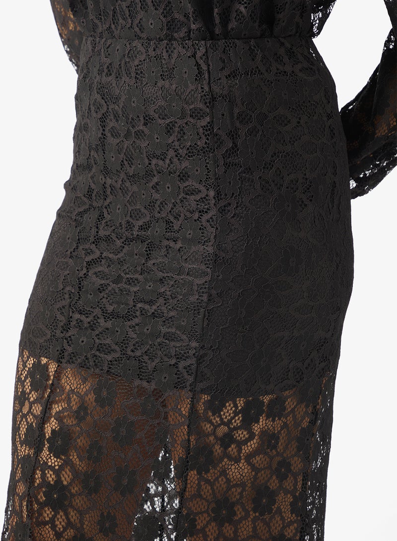 فيرو مودا تنورة ماكسي بخصر عالٍ وتفاصيل دانتيل من فيمميتا - Image 4