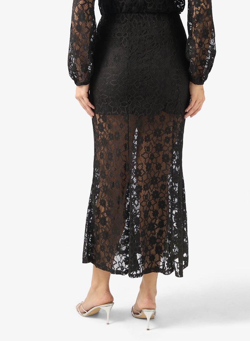 فيرو مودا تنورة ماكسي بخصر عالٍ وتفاصيل دانتيل من فيمميتا - Image 3