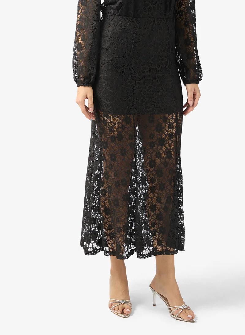 Vmmeta Lace Detail High Waist Maxi Skirt