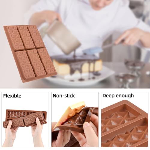 Fimary 1 Pc Chocolate Bar Mold Deep Dubai Break Apart Candy Molds Thick Stuffed Silicone Molds for Filling Knafeh Pistachio Chocolate Bar and Wax Melts Large (Pyramid Shape) - Image 5