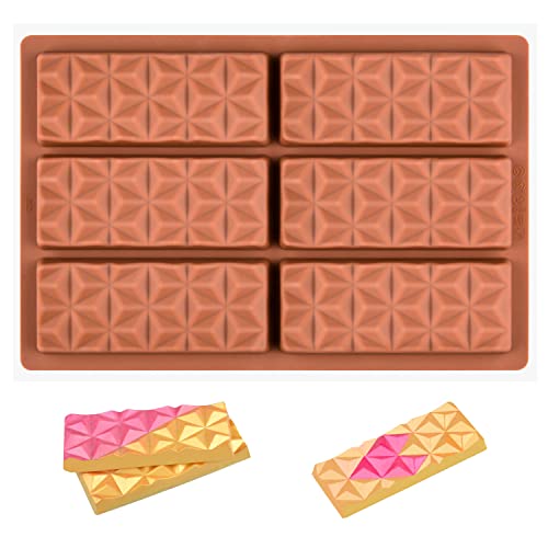 Fimary 1 Pc Chocolate Bar Mold Deep Dubai Break Apart Candy Molds Thick Stuffed Silicone Molds for Filling Knafeh Pistachio Chocolate Bar and Wax Melts Large (Pyramid Shape) - Image 1