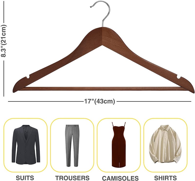 Evolluxi Lotus Wooden Hangers, Solid Wood Shirt Hangers,Dress Coat Jacket Clothes Hangers,with Extra Smooth Finish, 360 Degree Swivel Hook(Retro) (Walnut, 70 Count) - Image 2