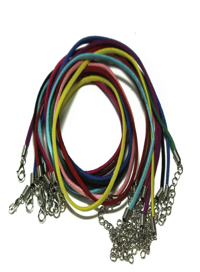 ALL in ONE 10pcs Faux Leather Suede Cord Necklace with Lobster Clasp Extended Chain (17", Mixed Color) - Image 1