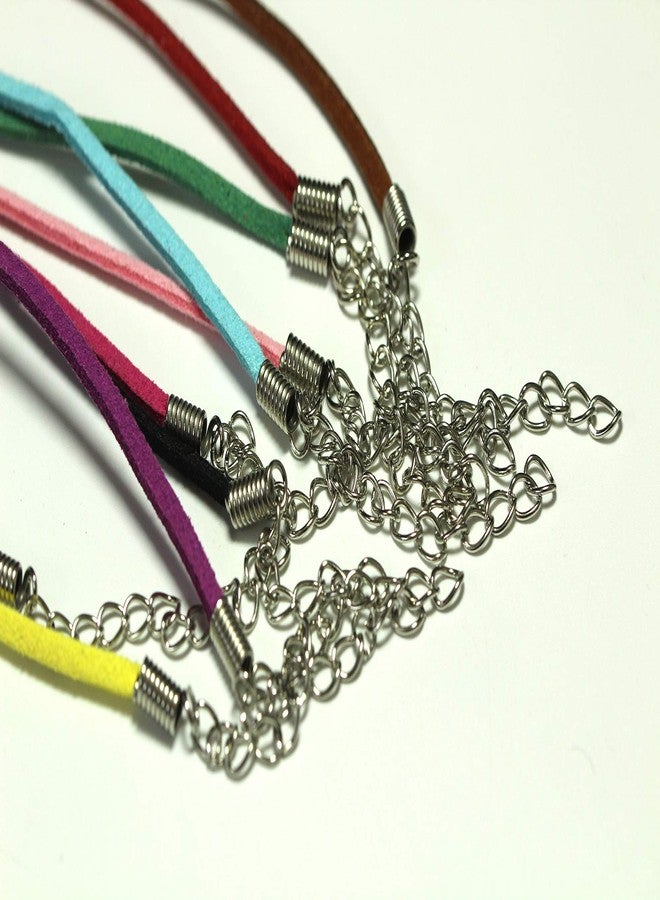 ALL in ONE 10pcs Faux Leather Suede Cord Necklace with Lobster Clasp Extended Chain (17", Mixed Color) - Image 4