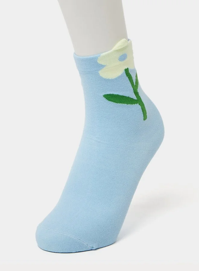Styli Flower Pattern Crew Socks