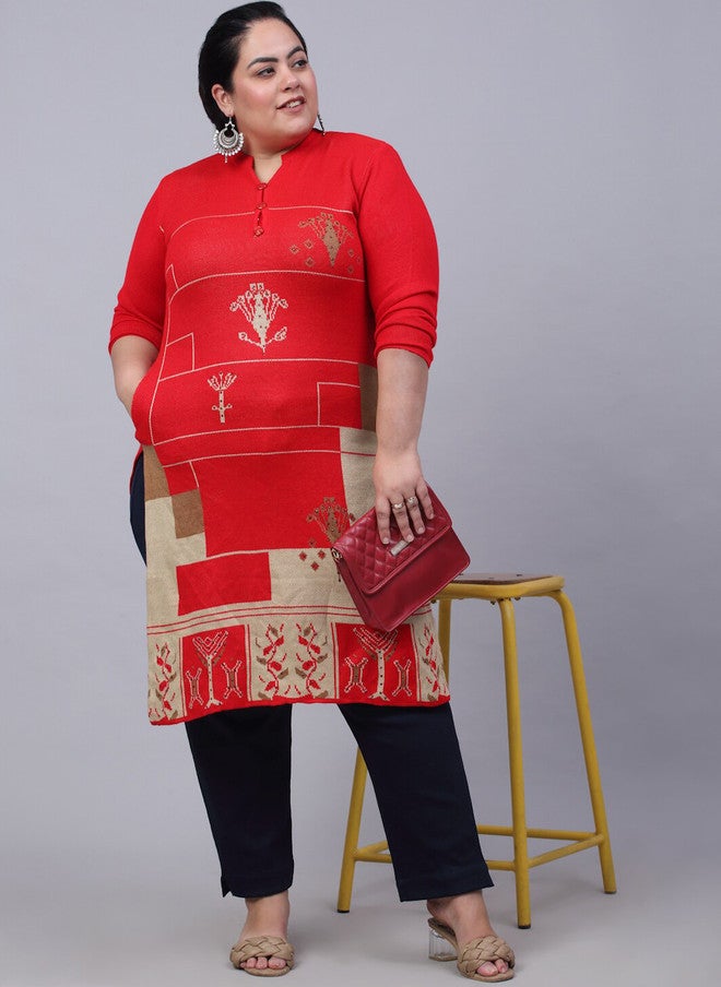 Trend Level Women Plus Size Relaxed Straight Leg Easy Wash Woollen Trousers - Image 4