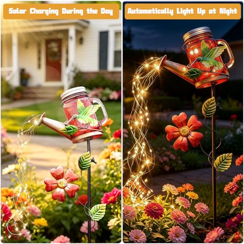 SRNPMIU Solar Watering Can Light Yard Outdoor Decor Lights IP65 Waterproof Hanging Hummingbird Garden Light Outside Garden Flower Bed Decor Women Gift Birthday Gifts - Image 3