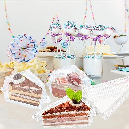 MFDSJ 100 Pieces Cake Slice Plastic Containers with Lids 5 Inches Hinged Lid Cheese cake Container, for Home, Bakery and Cafe - Image 5