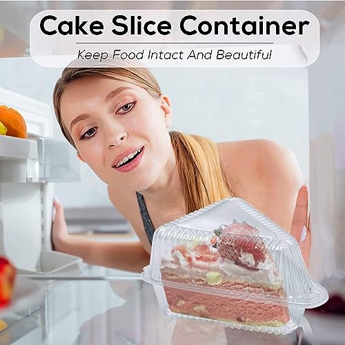 MFDSJ 100 Pieces Cake Slice Plastic Containers with Lids 5 Inches Hinged Lid Cheese cake Container, for Home, Bakery and Cafe - Image 4