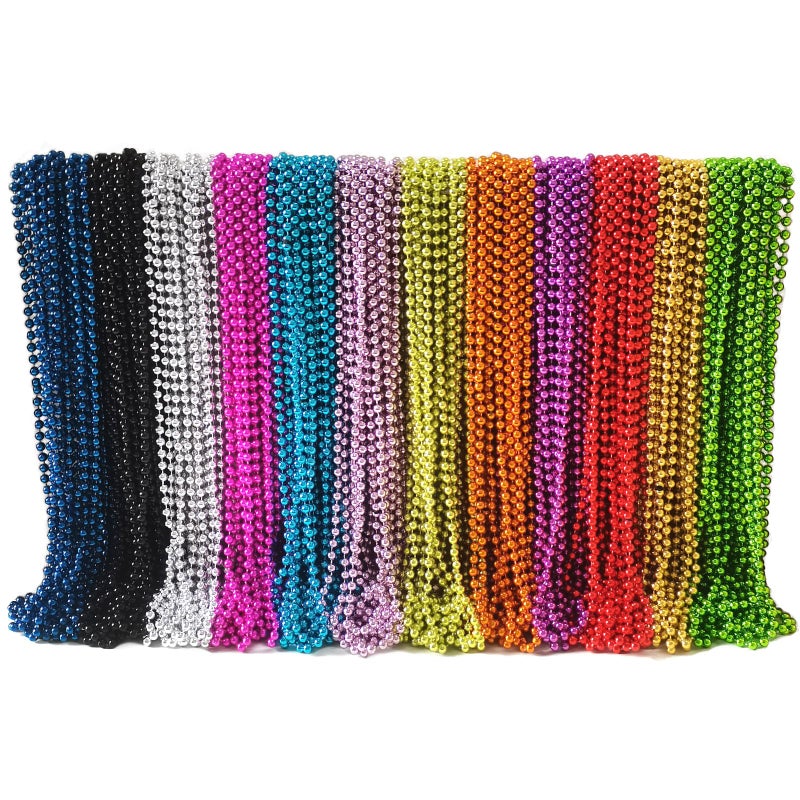 Becfupo 300 Pack 315 Inch 7mm Mardi Gras Beaded Necklaces 12 Colors Mardi Gras Necklaces For Mardi Gras Festival Decoration Parade Costume Party - Image 2