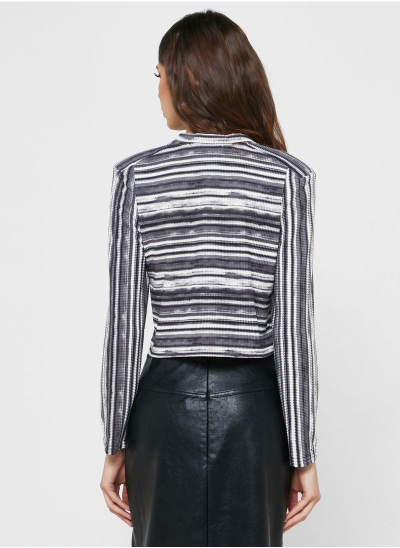 Ginger - Monochrome Stripe Top - Image 1