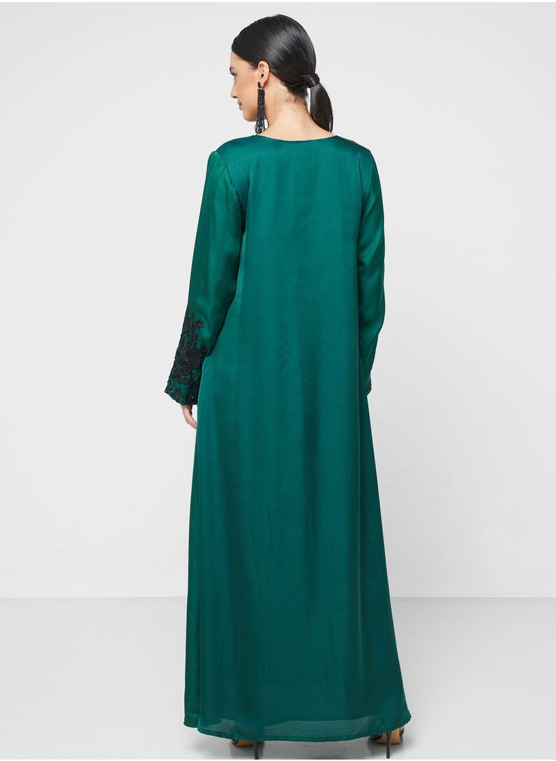 KASHKHA - V-Neck Printed Jalabiya - Image 1