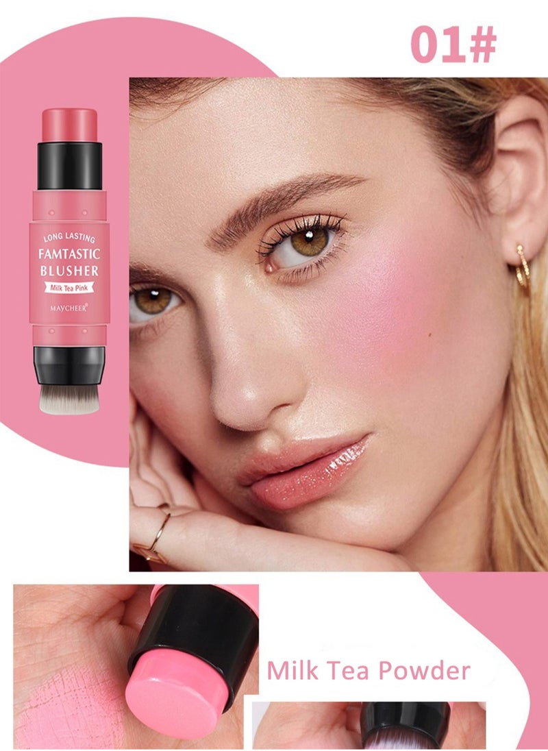 MAYCHEER - Blush Stick 2 in 1 Vitality, Fine Flash Cream Blusher with Brush, Waterproof Blush Makeup for Cheeks and Lip Tint Eyeshadow - Image 1