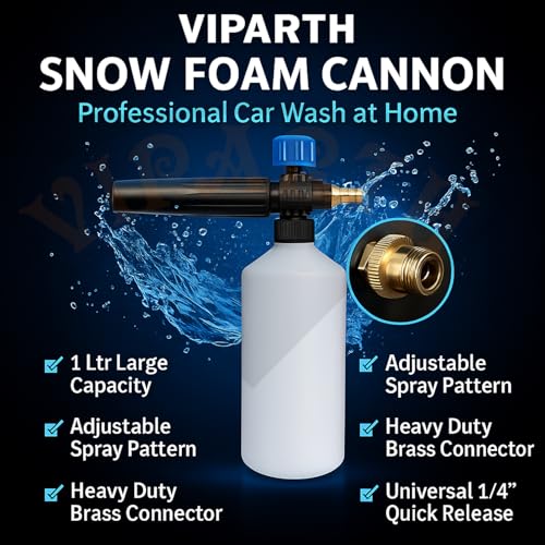 Viparth Brass 1 Liter Bottle Professional Adjustable Snow Foam Lance/Cannon With 1/4" Quick Release Connector | Heavy Duty Foam Blaster For High Pressure Washer | Pack of 1 - Image 2
